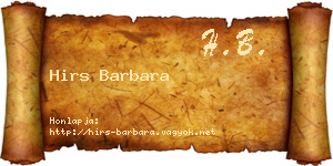 Hirs Barbara névjegykártya